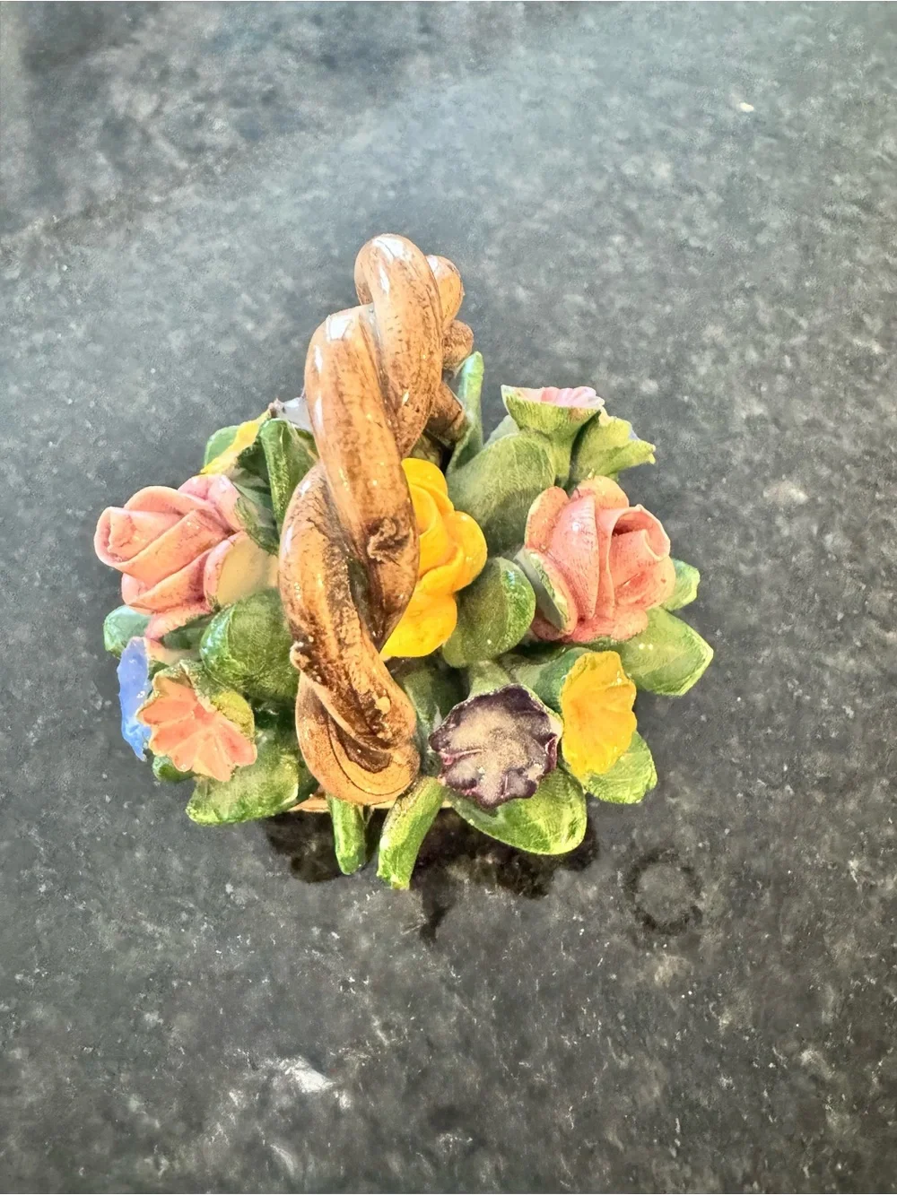 Vintage Hand-Painted Made in Italy mini Nuova Capodimonte flower basket